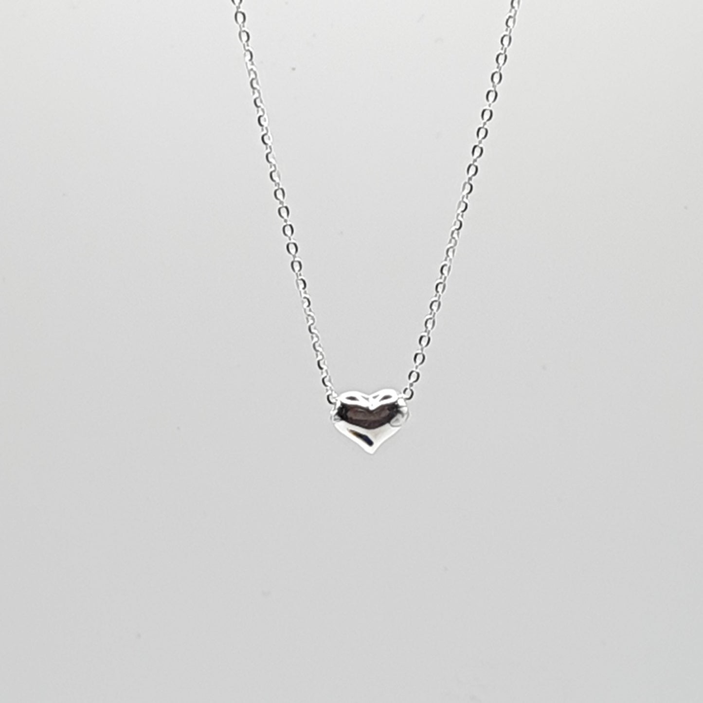 Mini Hollow 3D Heart Silver Necklace