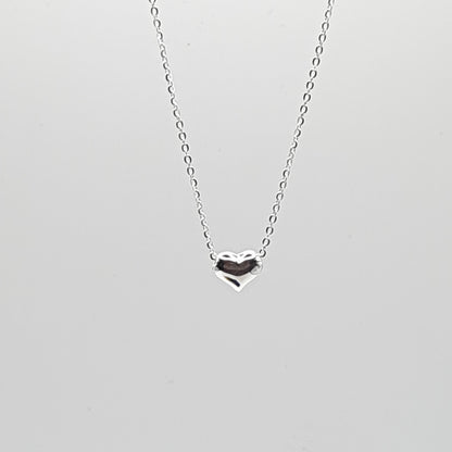 Mini Hollow 3D Heart Silver Necklace