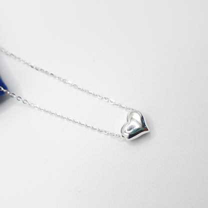 Mini Hollow 3D Heart Silver Necklace