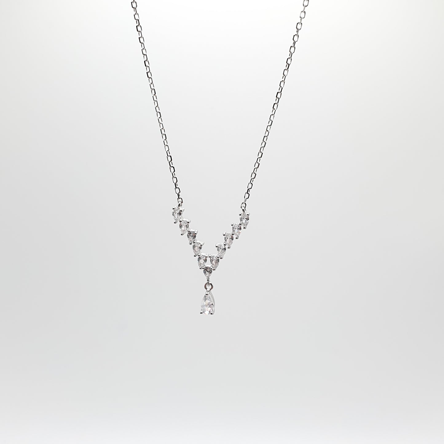 Zirconia V Drop Necklace