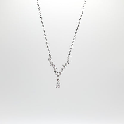 Zirconia V Drop Necklace