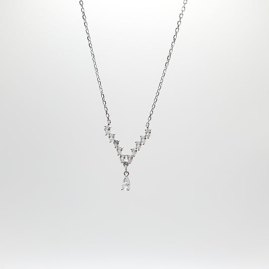 Zirconia V Drop Necklace