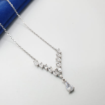 Zirconia V Drop Necklace