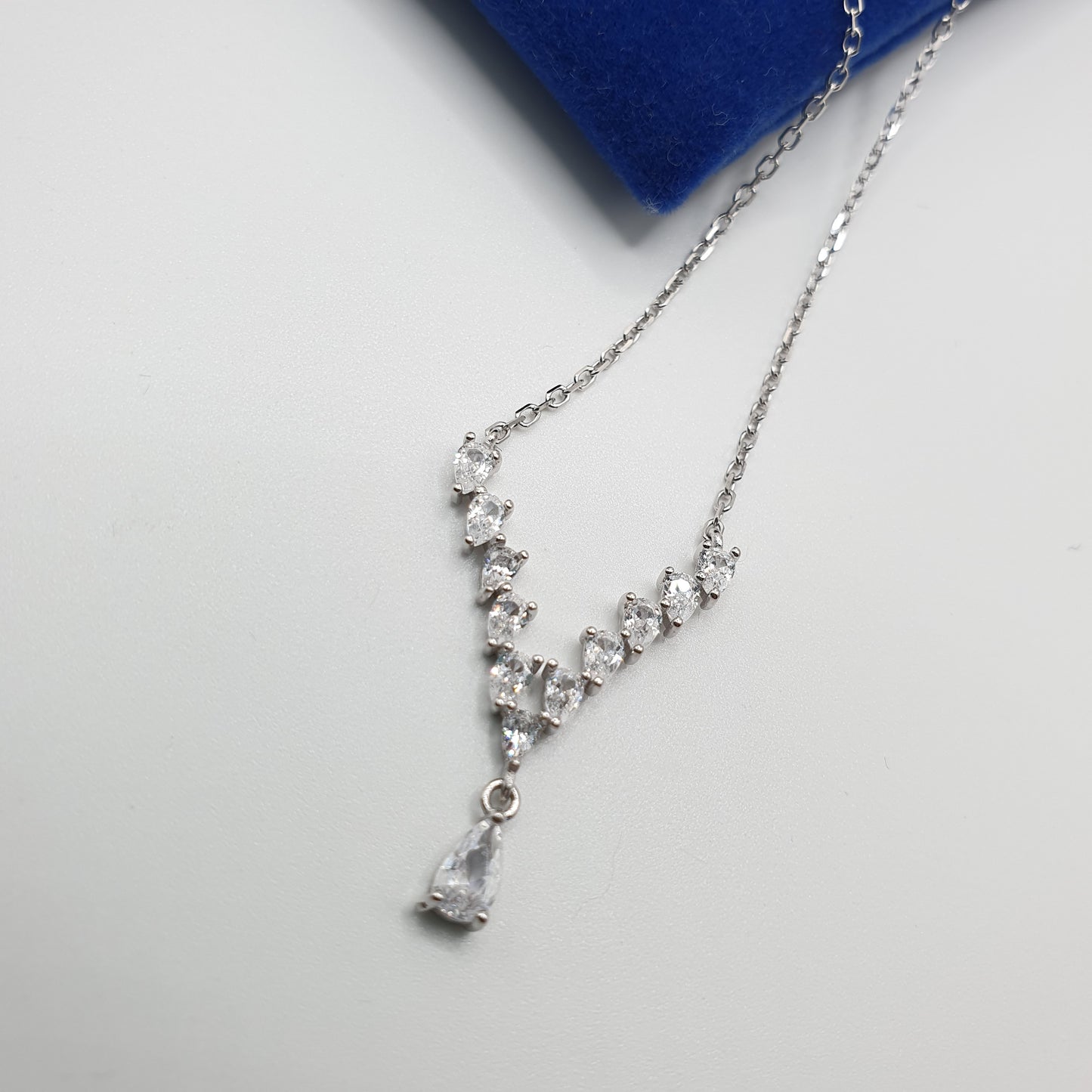 Zirconia V Drop Necklace