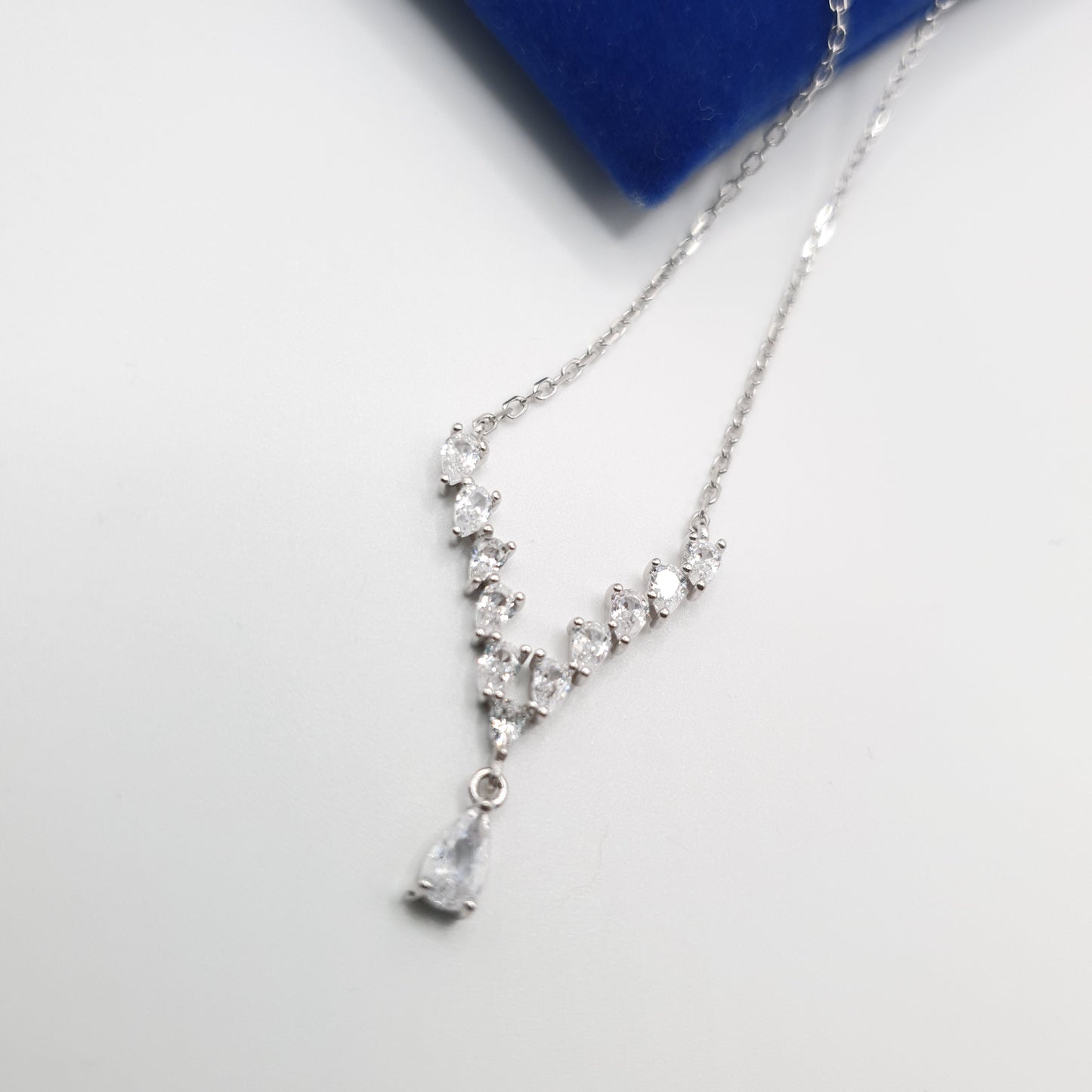 Zirconia V Drop Necklace