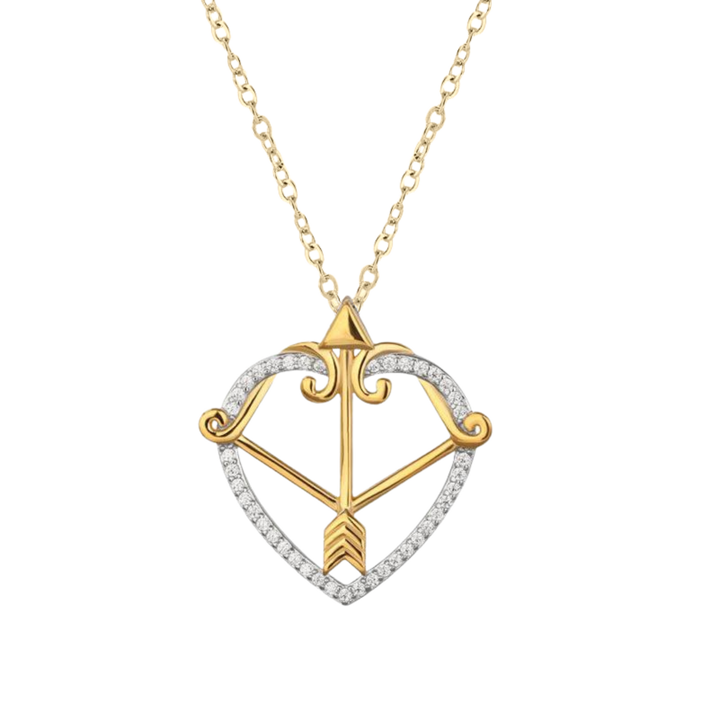 Cupid's Arrow Zirconia Heart Pendant Necklace