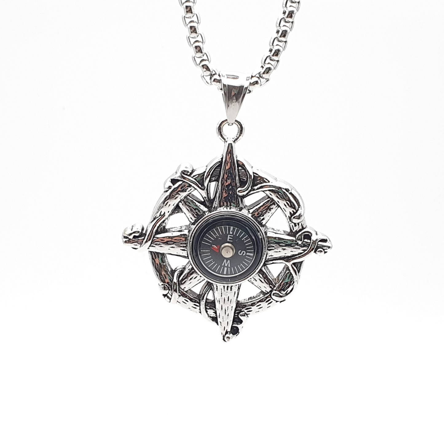 North Star Twined Compass Pendant Chain Necklace