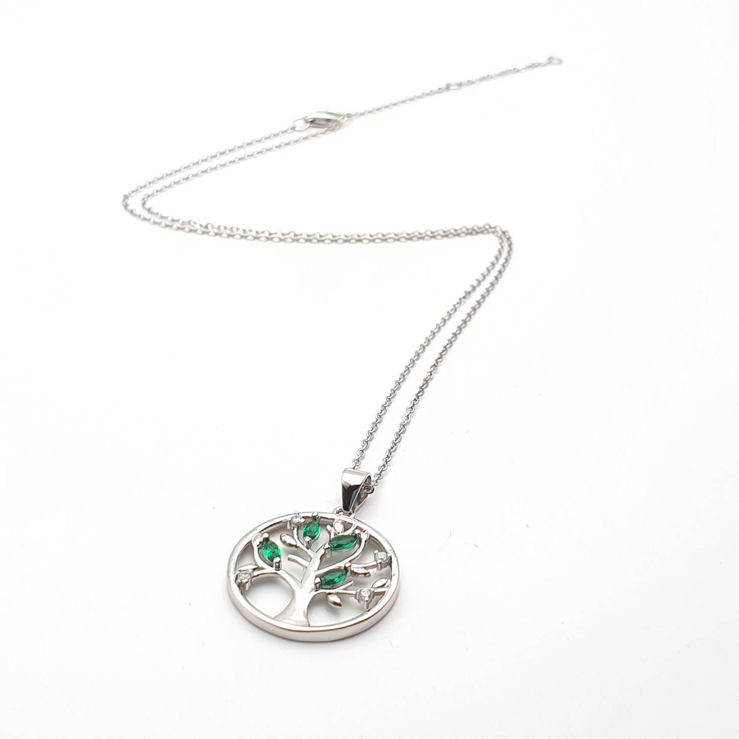 Tree of Life Simulated Green Spinel Necklace