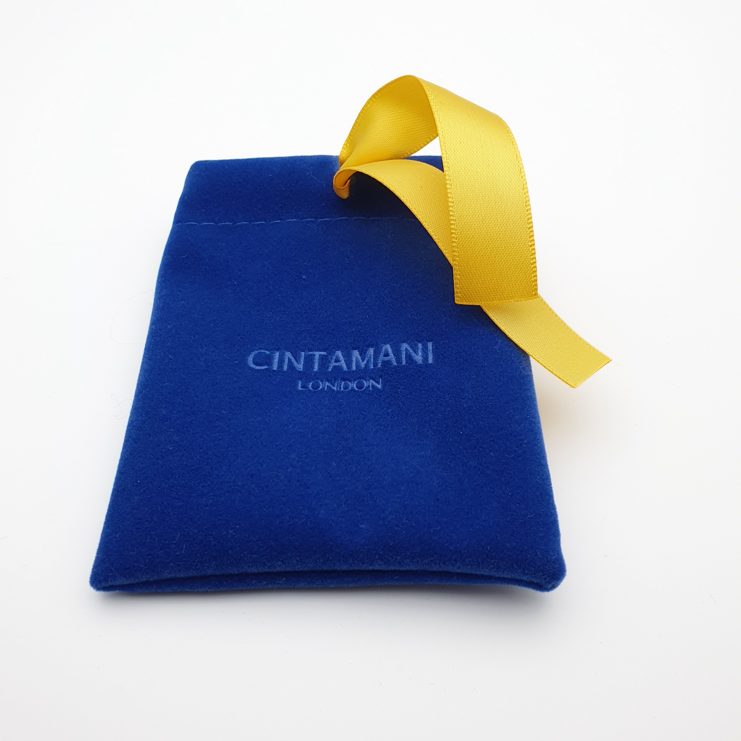 Cintamani London Blue Pouch with Yellow Ribbon