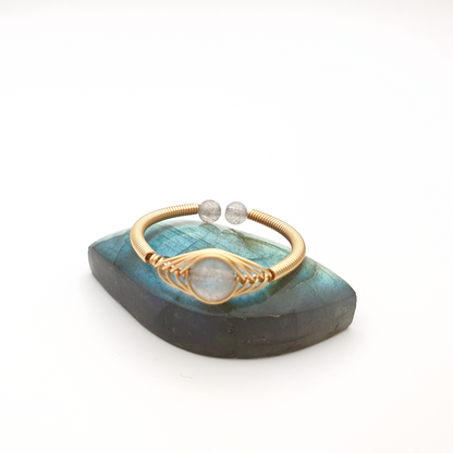 "Illumination Portal" Labradorite Mystical Wire Wrap Gold Plated Ring