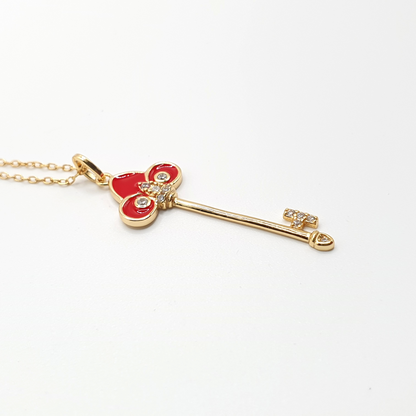 Key to My Heart -  Red Pendant Necklace