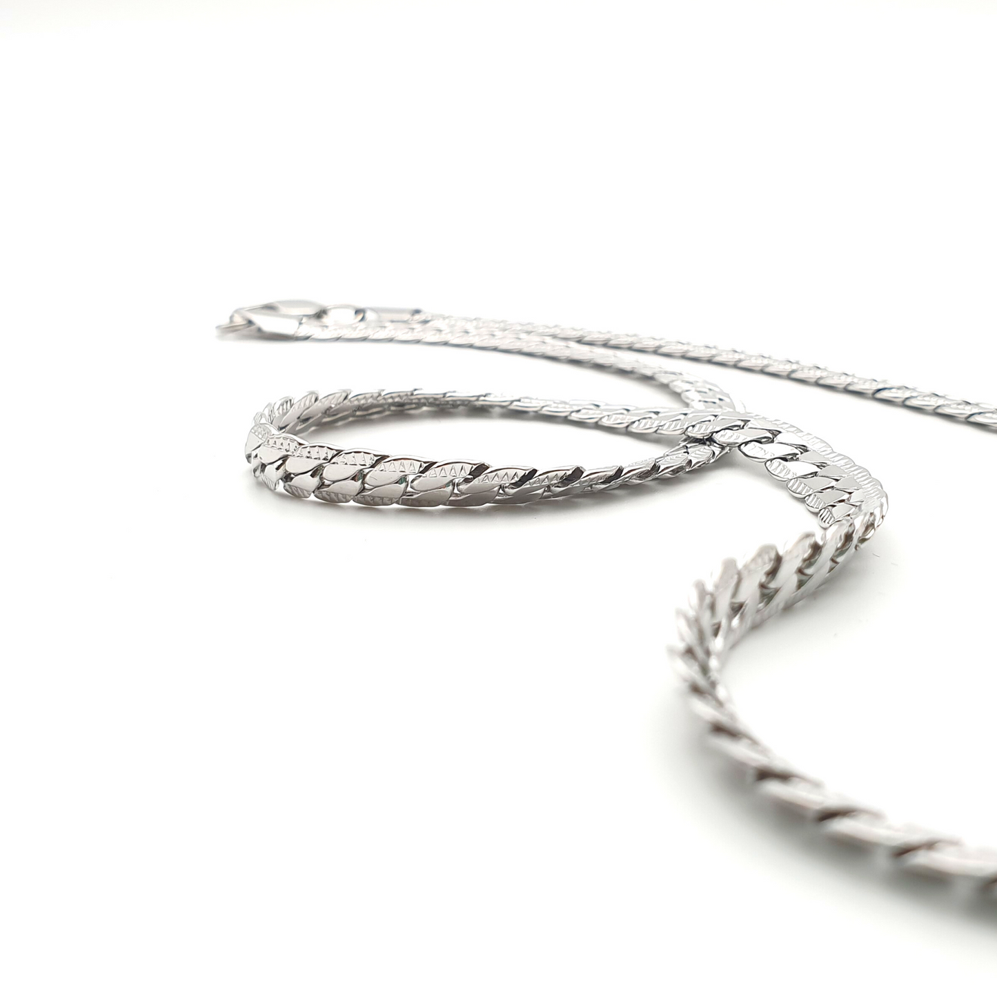 Stainless Steel Detailed Edge Thin Cuban Chain