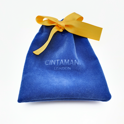 Cintamani London Blue Pouch with Yellow Ribbon