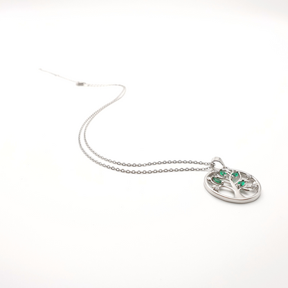 Tree of Life Simulated Green Spinel Necklace