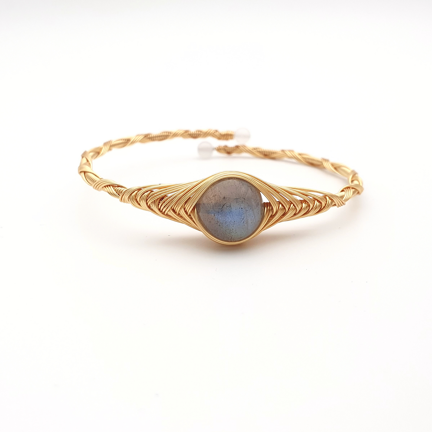 "Eye of the Marble Labradorite" Mystical Wire Wrap Gold Plated Bracelet