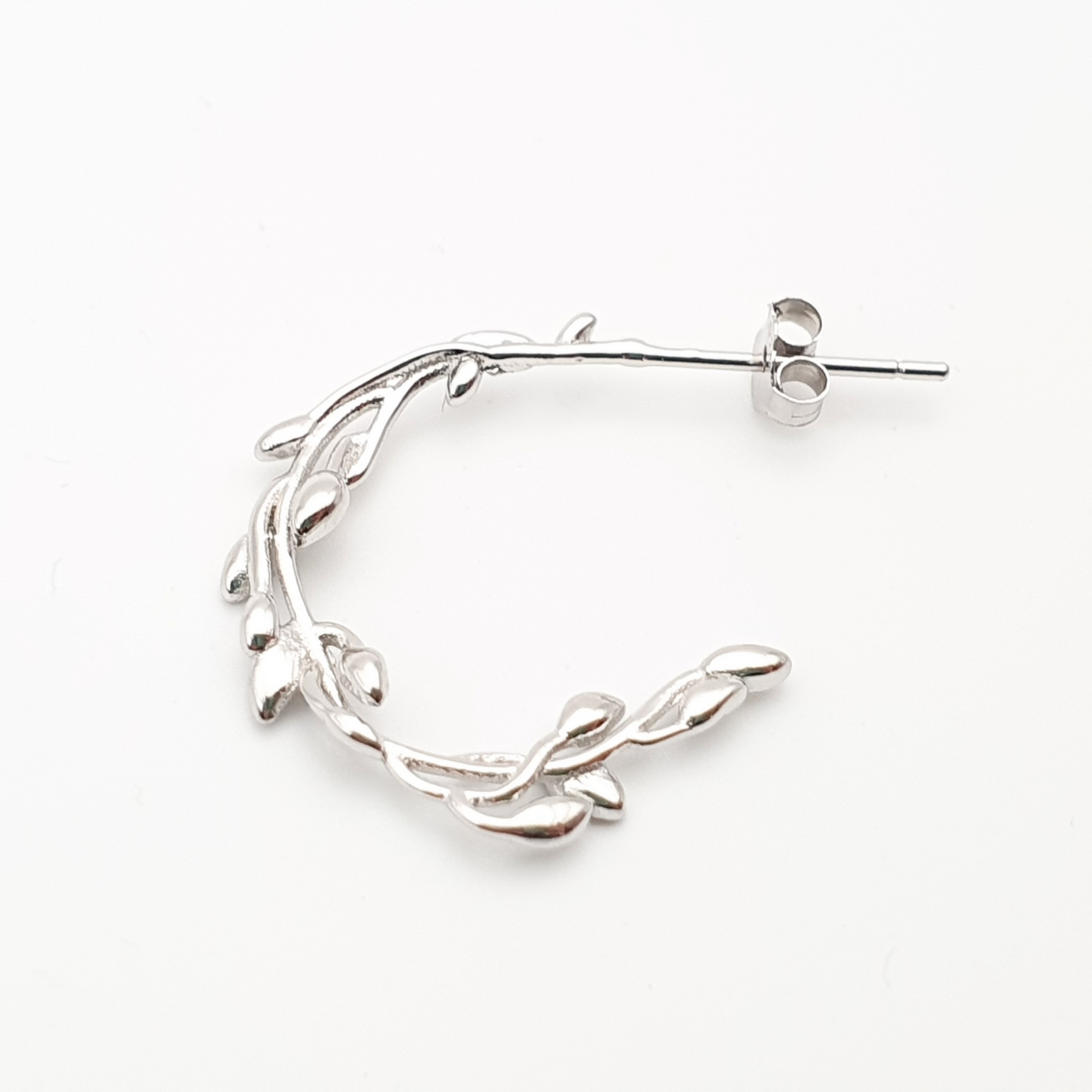 Leaf Hoop Earrings Silver