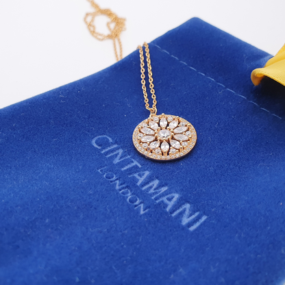 Sparkling Round Flower Jewel Pendant Necklace