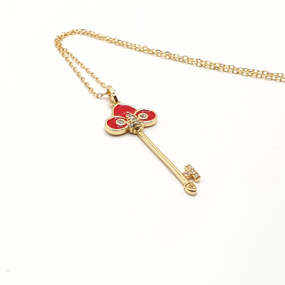 Key to My Heart -  Red Pendant Necklace