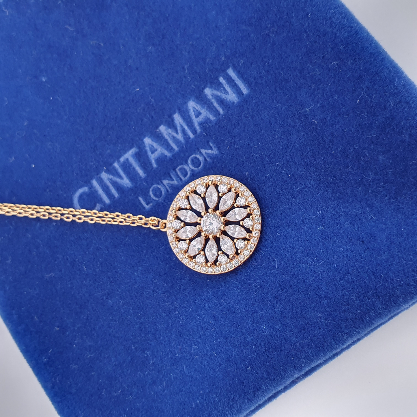 Sparkling Round Flower Jewel Pendant Necklace