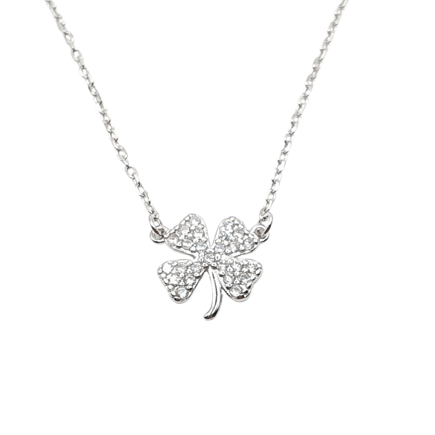 Four Leaf Clover Silver Necklace - Silver