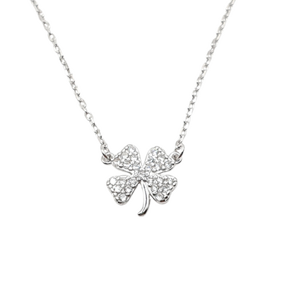 Four Leaf Clover Silver Necklace - Silver