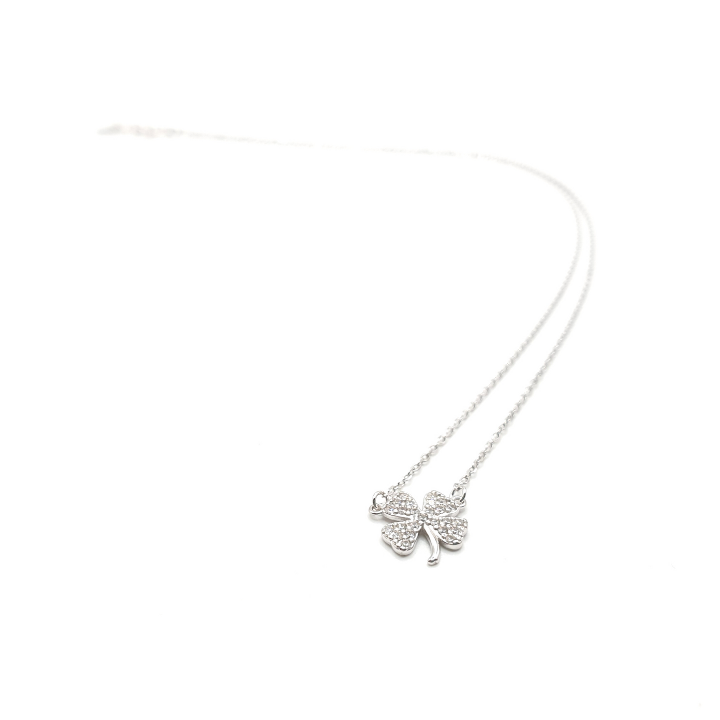 Four Leaf Clover Silver Necklace - Silver