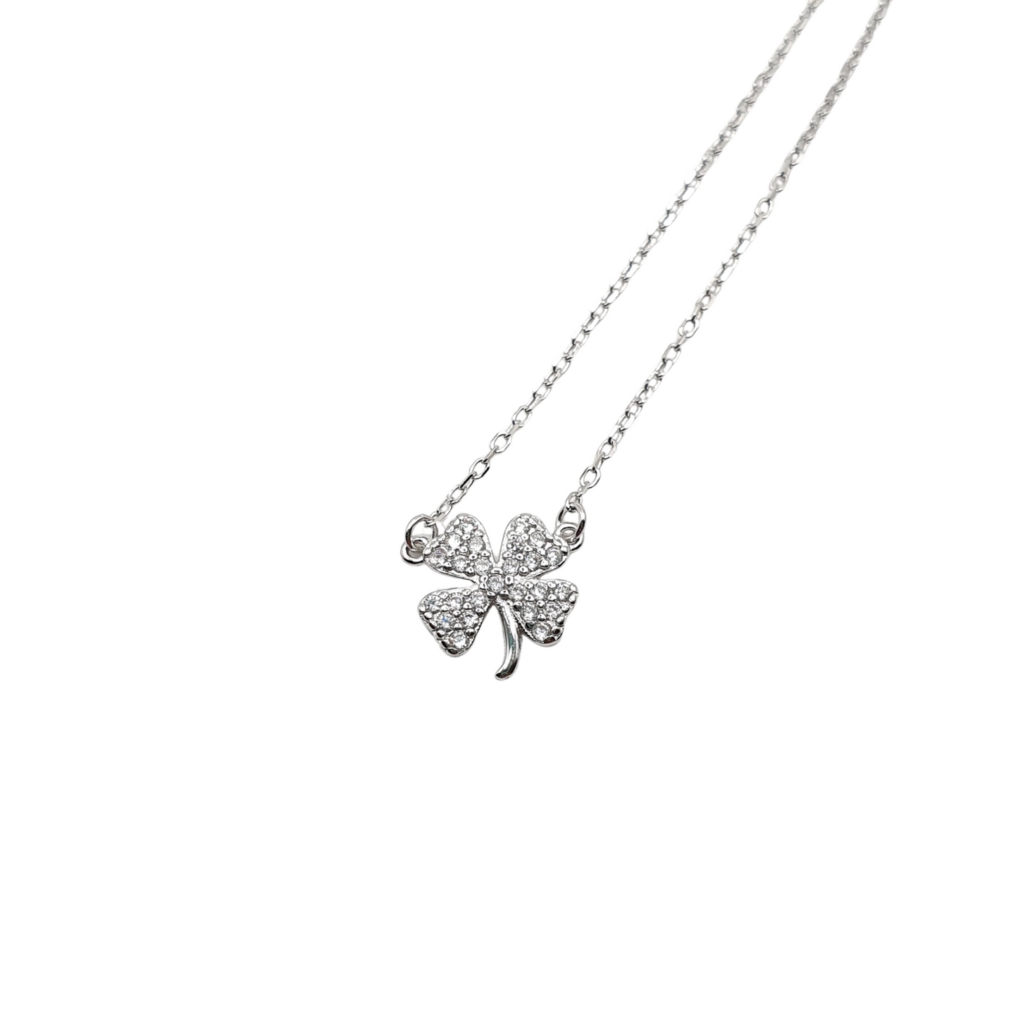 Four Leaf Clover Silver Necklace - Silver