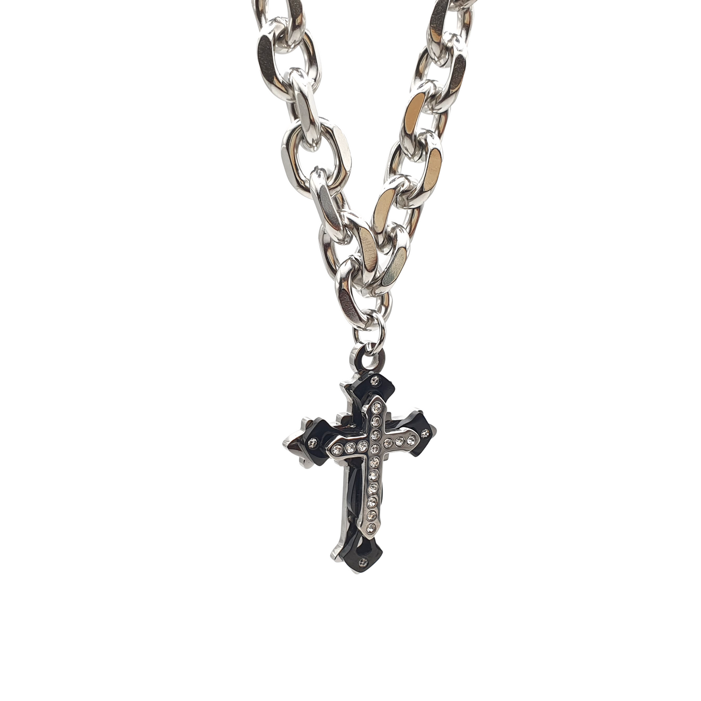 Layered Cross Chain Stainless Steel