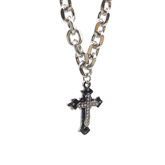 Layered Cross Chain Stainless Steel