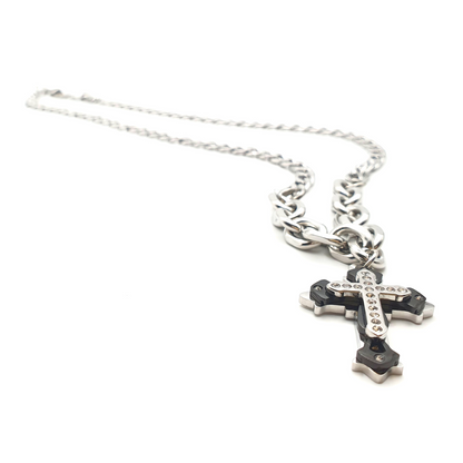 Layered Cross Chain Stainless Steel