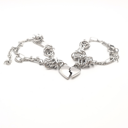 Magnetic Heart Stainless Steel Bracelets - Set of 2