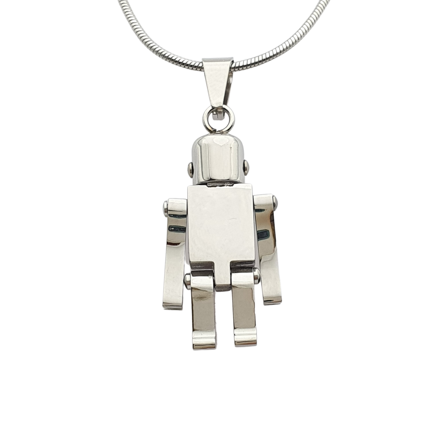 Robot Pendant Chain Necklace Stainless Steel