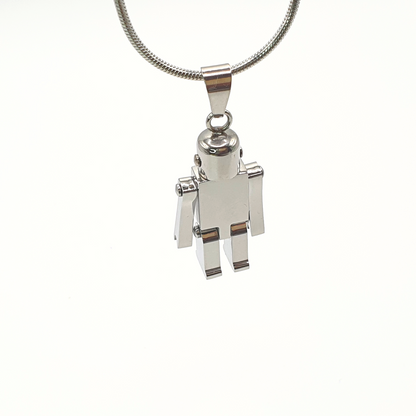 Robot Pendant Chain Necklace Stainless Steel