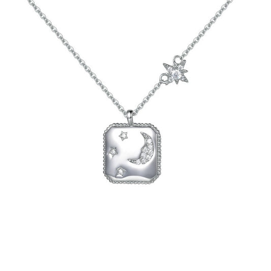 Moon and Stars Tag Pendant with Polaris Star Necklace